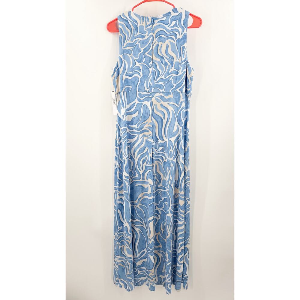 Maggy London Dress Women's SZ 10 NWT Maxi Blue Empire Waist Sleeveless Keyhole - Picture 3 of 16